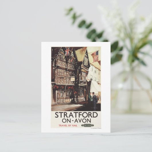 Garrick Inn und Harvard House Rail Poster Postkarte (Stehend Vorderseite)