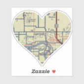 Garrison ND Vintag Map Aufkleber (Blatt)