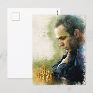 Garry Kasparov ✪ die Legende ✪ Wasserfarben Kunst Postkarte