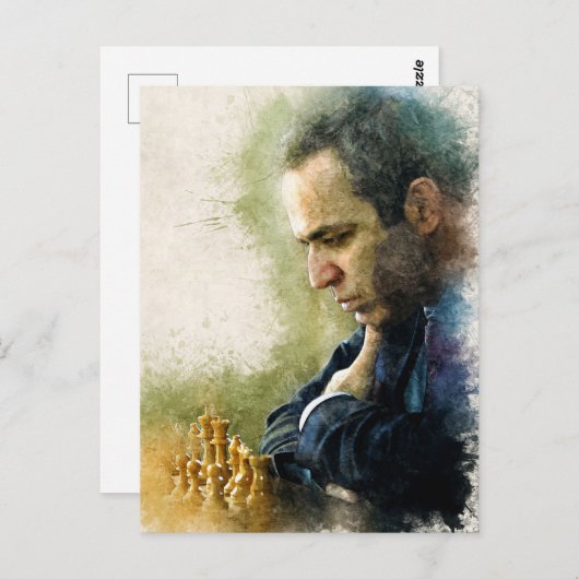 Garry Kasparov ✪ die Legende ✪ Wasserfarben Kunst Postkarte (Vorne/Hinten)