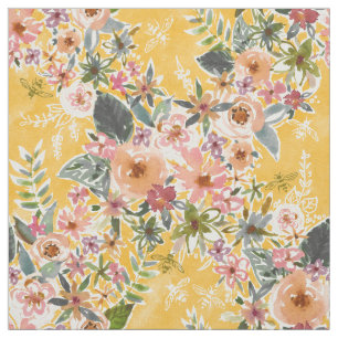 GARTEN AMELIA JANES goldenes gelbes Blumen Stoff