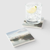 Garten an der Bucht - Singapore Stone Untersetzer (Seitenansicht)