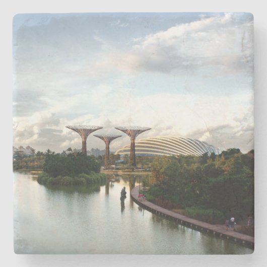 Garten an der Bucht - Singapore Stone Untersetzer (Vorderseite)