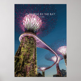 Gärten an der Bucht, Singapore Travel Artwork Poster