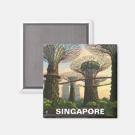 Garten an der Bucht von Singapur Magnet (Vorderseite/Rückseite)