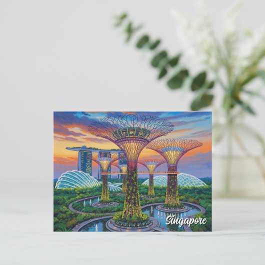 Garten an der Bucht von Singapur Postkarte (Stehend Vorderseite)