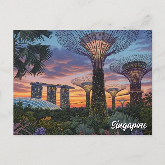 Garten an der Bucht von Singapur Postkarte (Vorderseite)