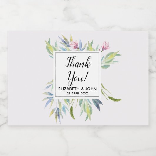 Garten an der Riviera Danke Gastgeschenk Hochzeit Schaumweinetikett (Einzelnes Label)