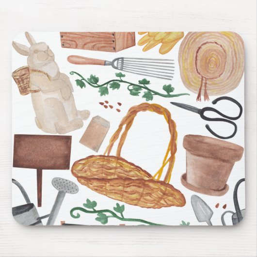 Garten-Aquarelldruck Mousepad (Vorne)