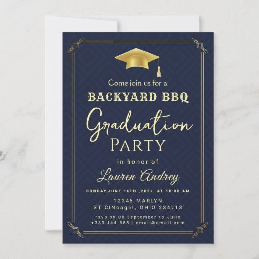Garten-Backyard-BBQ-Abschlussfeier-Einladung Einladung (Vorderseite)