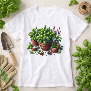 Garten-Basilikum-Kräuter-Pflanze-Lady-T-Shirt T-Shirt
