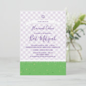 Garten Bat Mitzvah Einladung Gingham (Stehend Vorderseite)