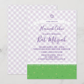 Garten Bat Mitzvah Einladung Gingham (Vorne/Hinten)