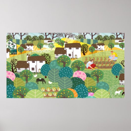 Garten, Bauernhof, Natur und Landschaft. Vintage E Poster (Vorne)