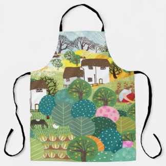Garten, Bauernhof, Natur und Landschaft. Vintage E Schürze