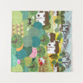 Garten, Bauernhof, Natur und Landschaft. Vintage E Wandteppich (Vorderseite (Horizontal))