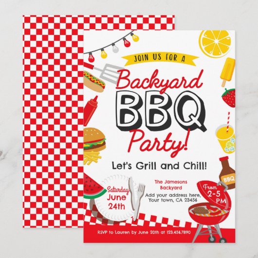 Garten BBQ Einladung (Vorne/Hinten)