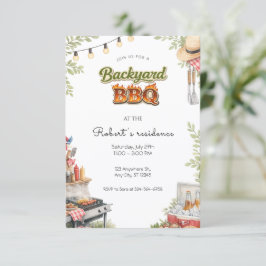 Garten- BBQ- Party Rustikale Sommer-Grillparty Einladung