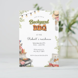 Garten- BBQ- Party Rustikale Sommer-Grillparty Einladung
