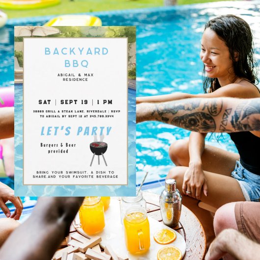 Garten BBQ- und Poolparty  Einladung