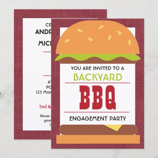 Garten- BBQ-Verlobungsfeier Einladung (Vorne/Hinten)