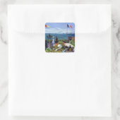 Garten bei Sainte-Adresse von Claude Monet Quadratischer Aufkleber (Tasche)