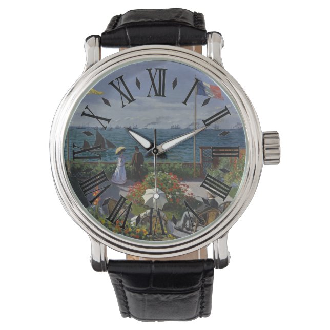 Garten bei Sainte-Adresse von Claude Monet Watch Armbanduhr (Vorderseite)