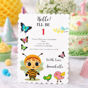 Garten Biene 1. Geburtstag Süßer Schmetterling Einladung