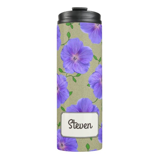 Garten-blaue Blume botanisch irgendein Name Thermosbecher (Vorderseite)