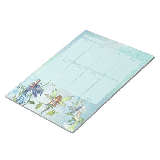 Garten-Blumen-Feien-Wochenplaner Notizblock (angewinkelt)