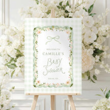 Garten-Blumen-Gingham-Baby-Shower-Willkommensschil