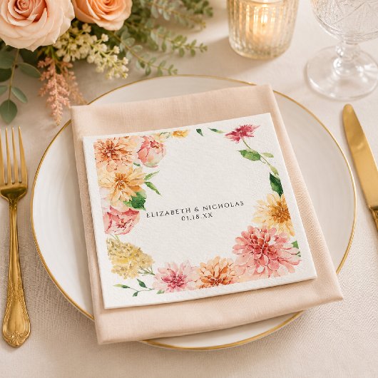 Garten-Blumen-Hochzeitsservietten Afterglow Serviette