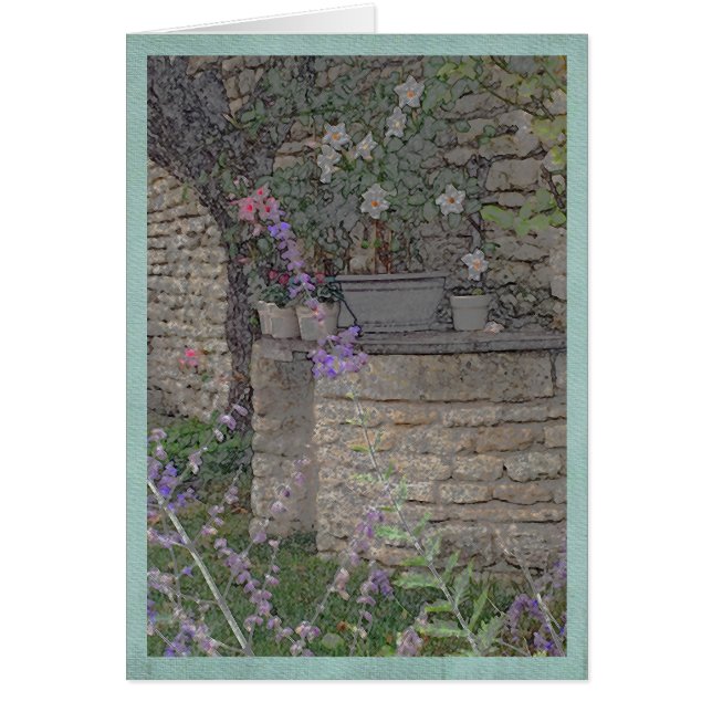 Garten-Blumen und Steinbrunnen (Vorne)