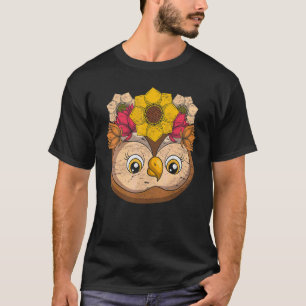 Garten Blumen Weise Vogel Wald Tier Floral Eule T-Shirt