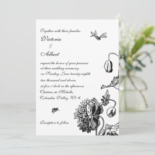 Garten-Blumenhochzeits-Einladung Einladung (Stehend Vorderseite)