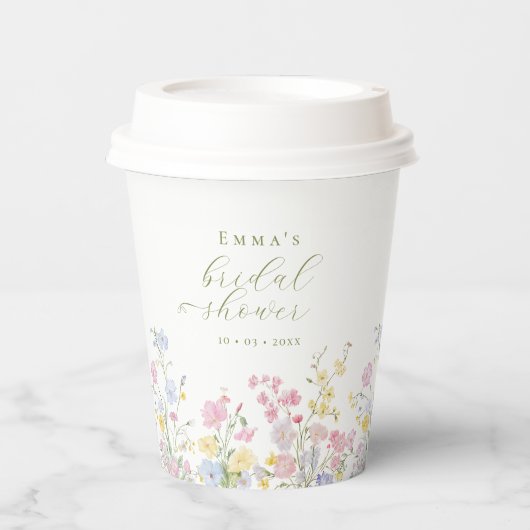 Garten Boho Wildblumen Brautparty Pappbecher (Vorderseite)