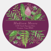 Garten Botanische Rücksendeadresse Umschlag Aufkle Runder Aufkleber (Vorderseite)