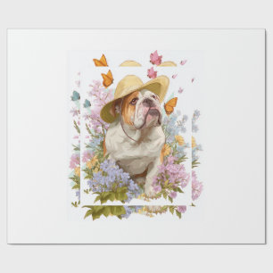 Garten Bulldogge � Floral Lustiger Hund Geschenkpapier