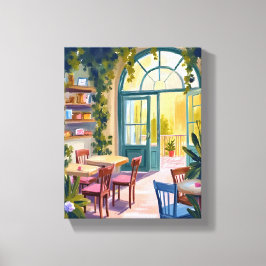 Garten Café | Botanische Aquarellmalerei Leinwanddruck