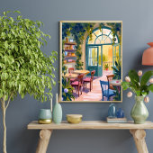 Garten Café | Botanische Aquarellmalerei Poster