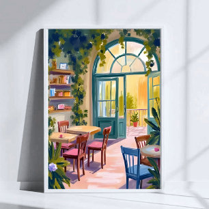 Garten Café   Botanische Aquarellmalerei Poster