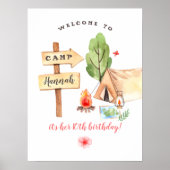 Garten-Camping-Mädchen-Geburtstagsfeier Poster (Vorne)