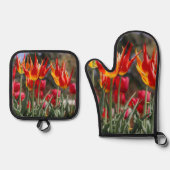 Garten der Flamme Ofenhandschuh & Topflappen-Set (Vorderseite)