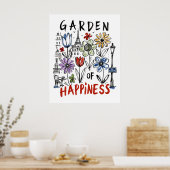 Garten der Glückseligkeit – Pariser Blumen-Skizze Poster (Küche)