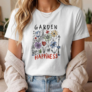 Garten der Glückseligkeit – Pariser Blumen-Skizze T-Shirt