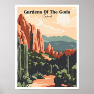 Gärten der Gods Colorado Reiseillustrierung Poster