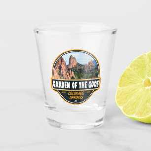 Garten der Götter Colorado Ringe Reisemblem Schnapsglas