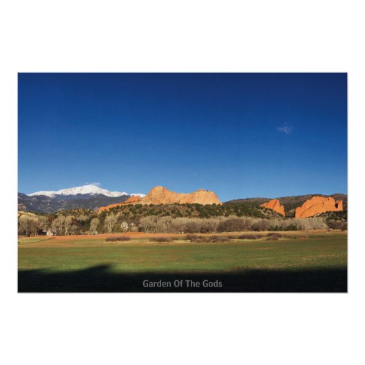 Garten der Götter mit schneebedeckten Pikes Peak Poster (Vorderseite)
