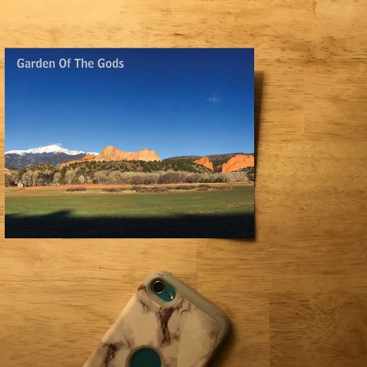 Garten der Götter mit schneebedeckten Pikes Peak Postkarte