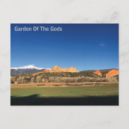 Garten der Götter mit schneebedeckten Pikes Peak Postkarte (Vorderseite)